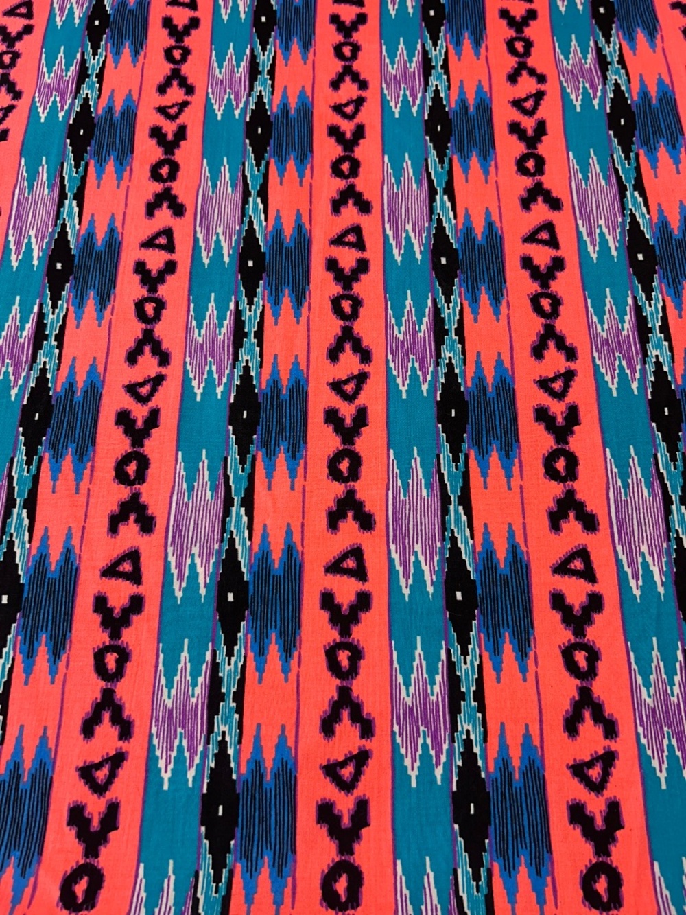 Southwestern Geometric Tribal Print Fabric Orange Turquoise Purple. 8.5 yds 44"
